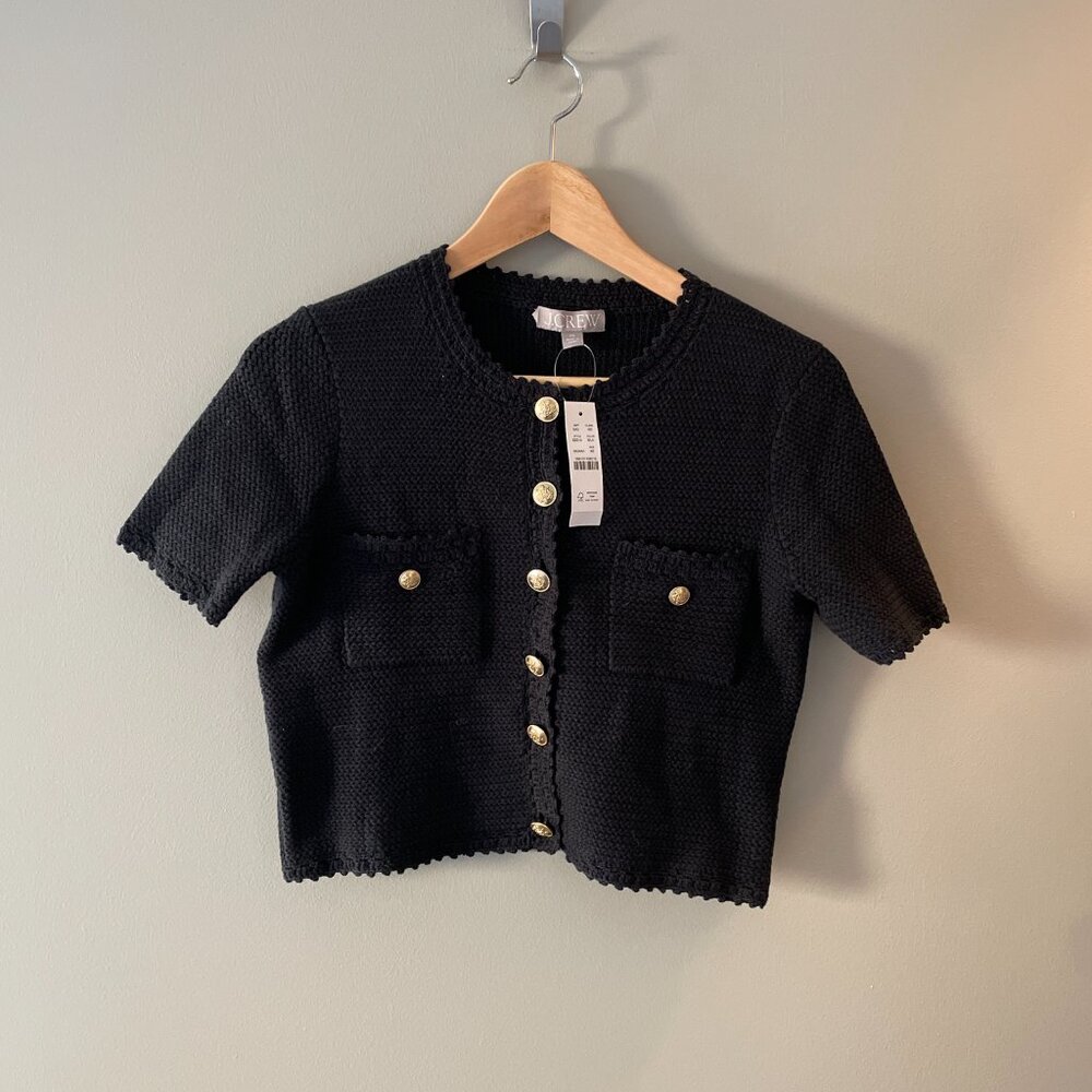 NWT J.Crew Lady Sweater Crochet Knit Jacket and Skirt Set Black Size XS - Picture 3 of 6